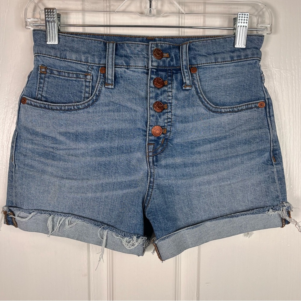 Madewell High Rise Denim Shorts Sz 24 Exposed Buttons